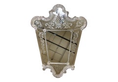 1930’s Murano Venetian Etched Glass Wall Mirror