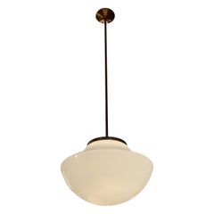 Vintage 1930s Mushroom School House Pendant Light