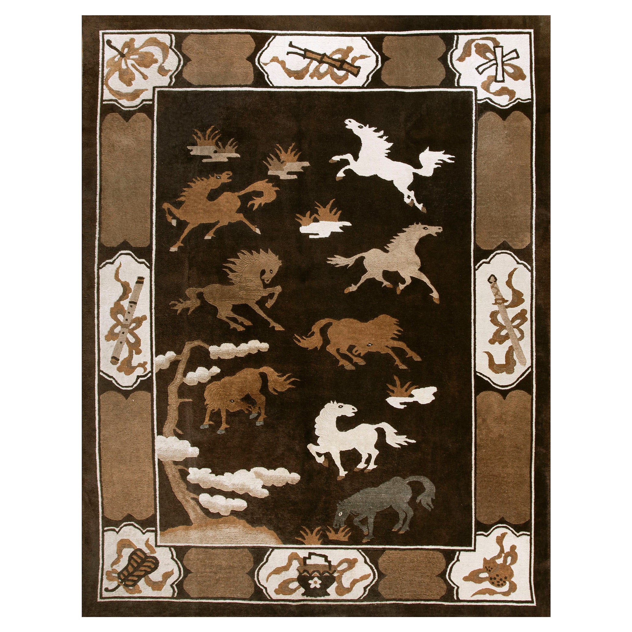 1930s N Chinese Mongolian Carpet ( 9' x 11'8" - 275 x 355 ) For Sale