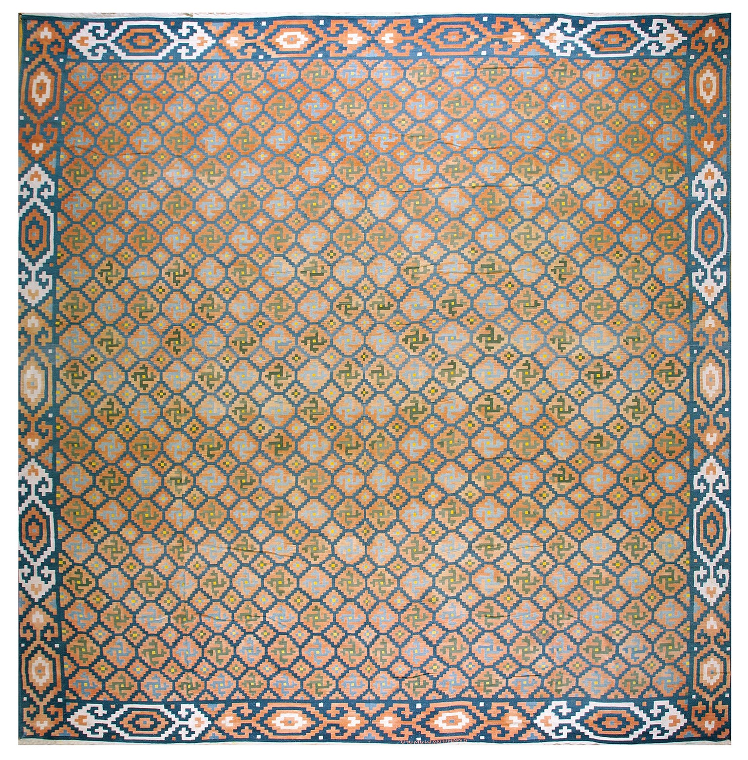Tappeto Dhurrie in cotone indiano del 1930 ( 15' x 15'7" - 457 - 475 )