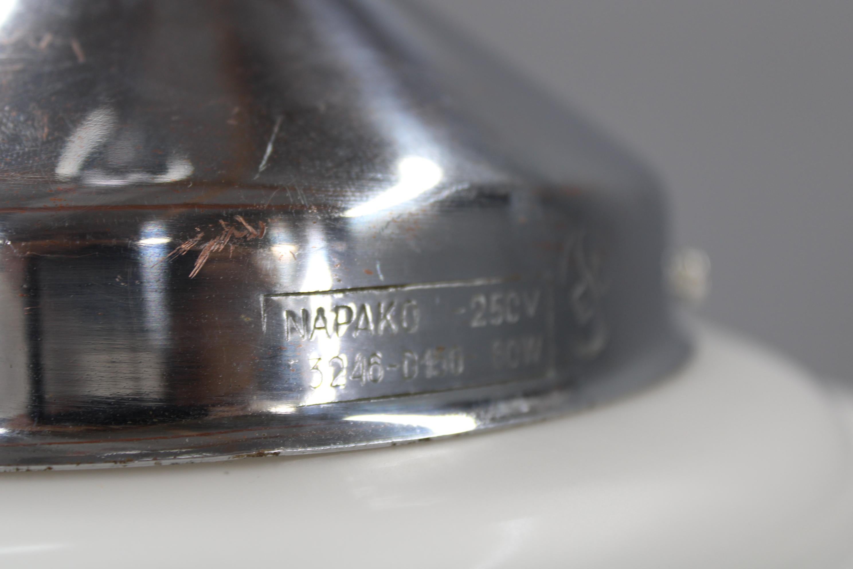 Metal 1930s NAPAKO Art Deco Pendant Light in Chrome and Glass, Restored, New Wiring For Sale