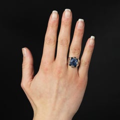 1930s Natural 9.36 Carat Ceylon Sapphire Diamond Art Deco Signet Ring