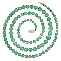 1930s Natural Translucent Jadeite Necklace with French Assay Mark and Cert