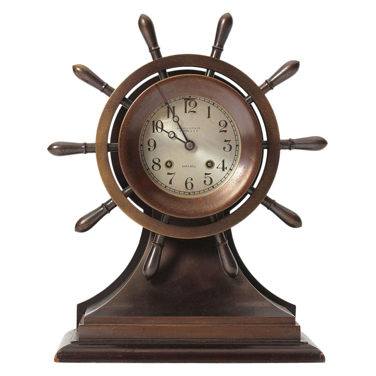 Horloge nautique des années 1930 par Chelsea Clock Company pour Bigelow Kennard & Co.