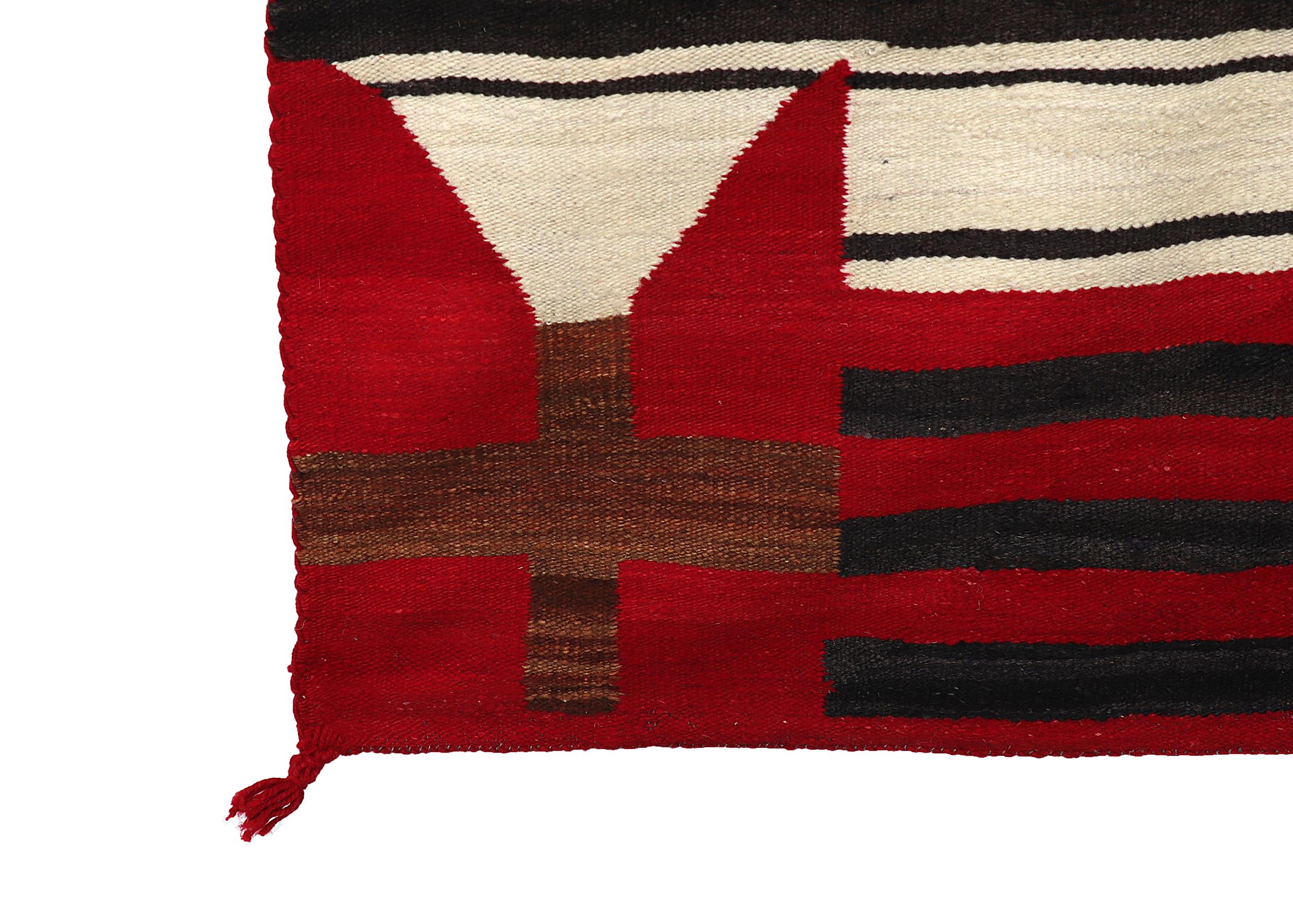 American 1930s Navajo Chief's Blanket, Wool with Natural Dyes Textile For Sale