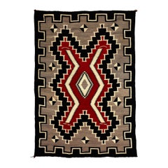 1930s Navajo Rug from Ganado Trading Post, Wool in Brown, Black, Red & Ivory