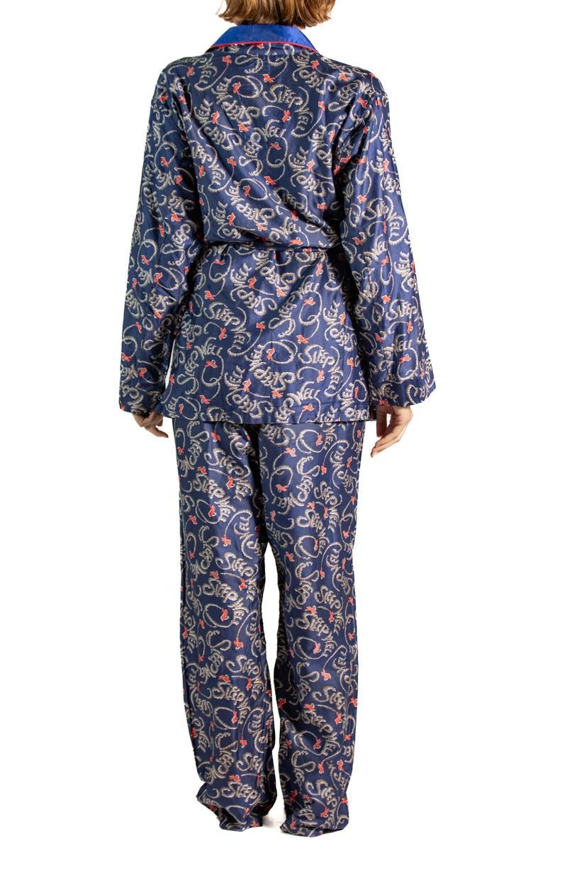 1930S Navy Blue Silk & Cotton 