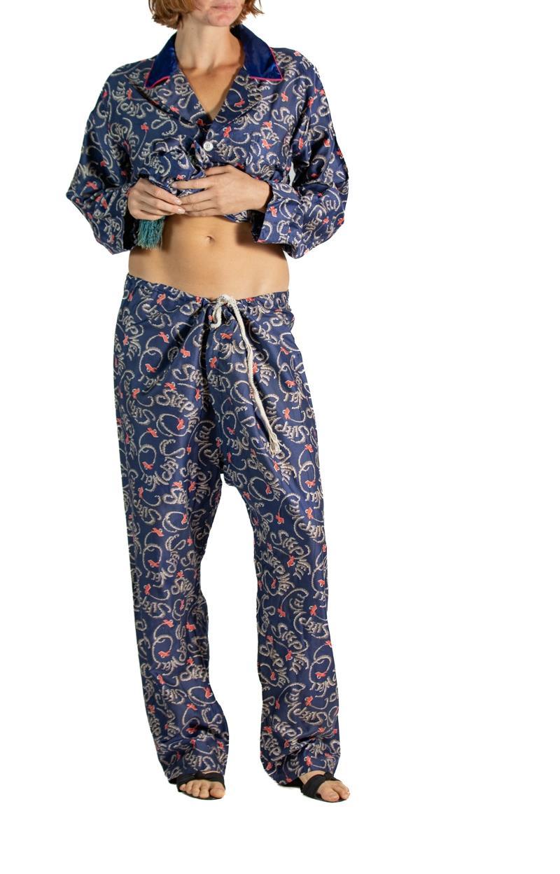 1930S Navy Blue Silk & Cotton 