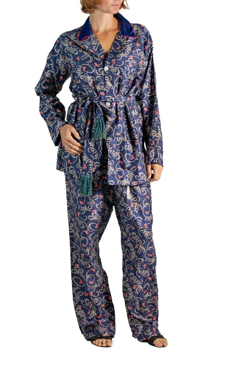 1930S Navy Blue Silk & Cotton 