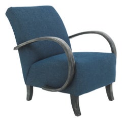 1930s Navy Upholstered Armchair by Jindrich Halabala