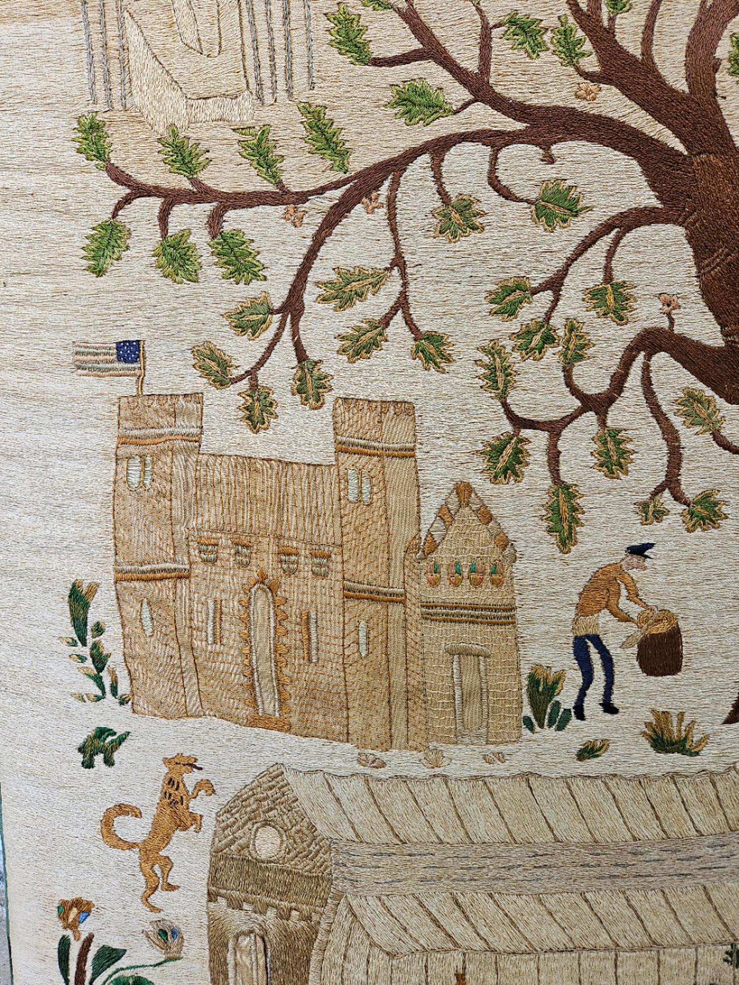 Travail de la soie à l'aiguille Grande image de Central Park,
1930s

Cette pièce exceptionnelle d'art populaire en soie capture magnifiquement une tranche de vie vibrante dans le Central Park de New York au cours des années 1930. Les illustrations