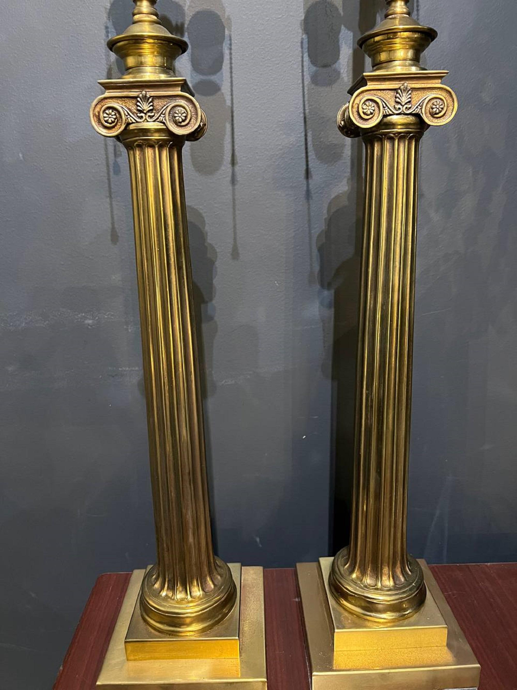 Neoclassical 1930's Neoclassic Column Table Lamps For Sale