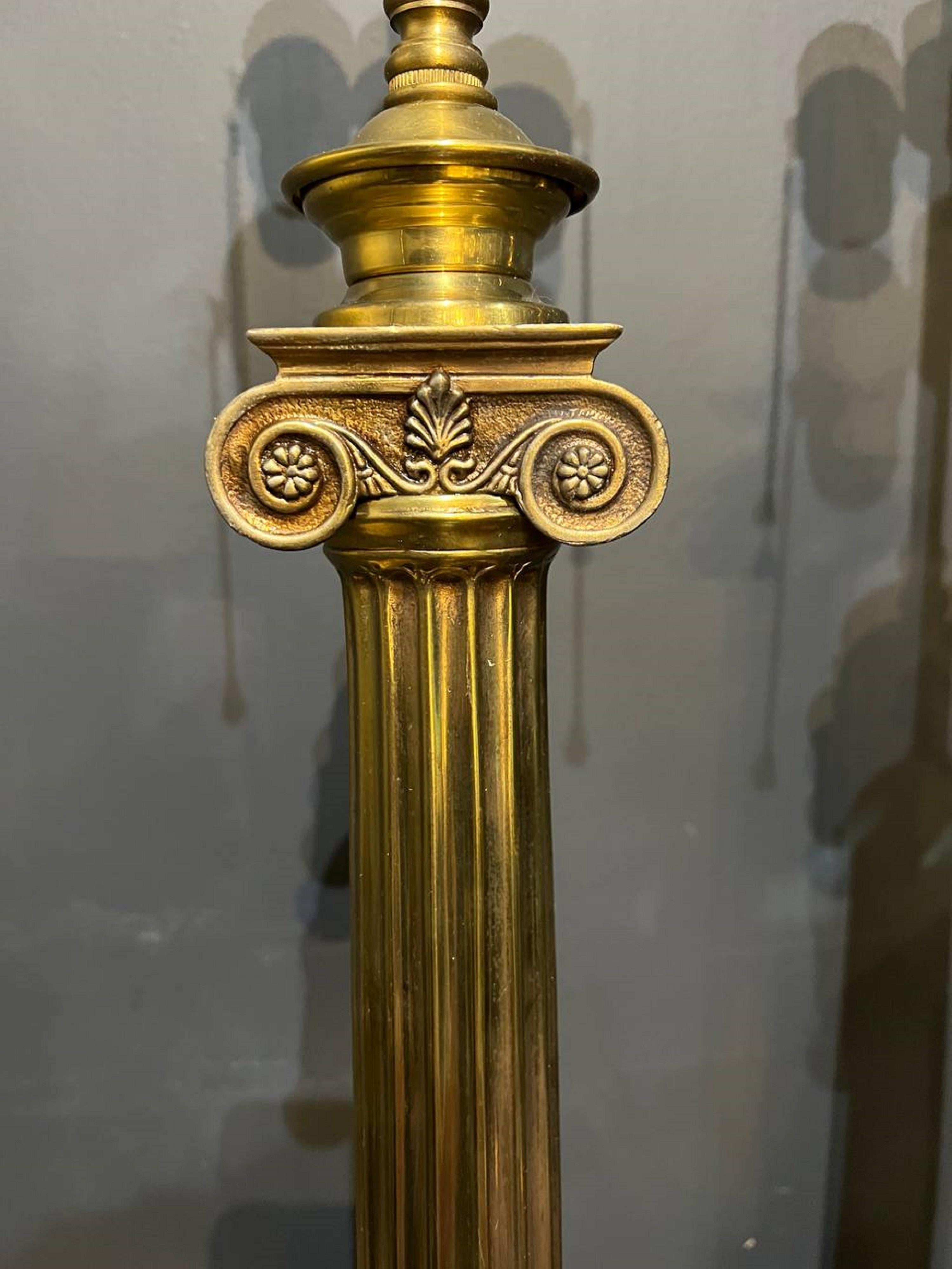 Gilt 1930's Neoclassic Column Table Lamps For Sale