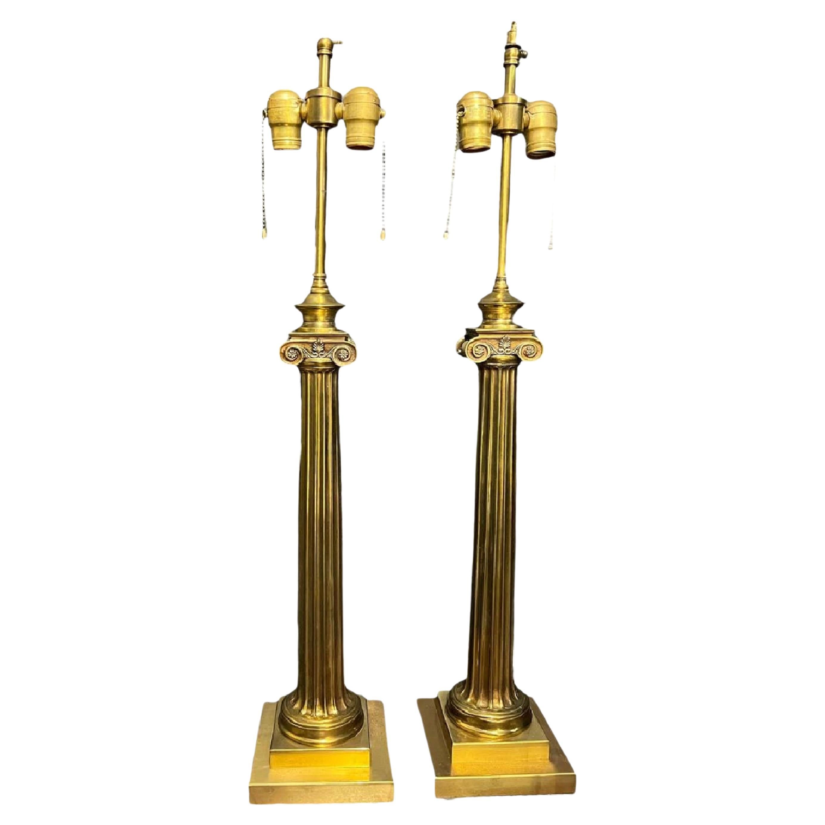 1930's Neoclassic Column Table Lamps For Sale