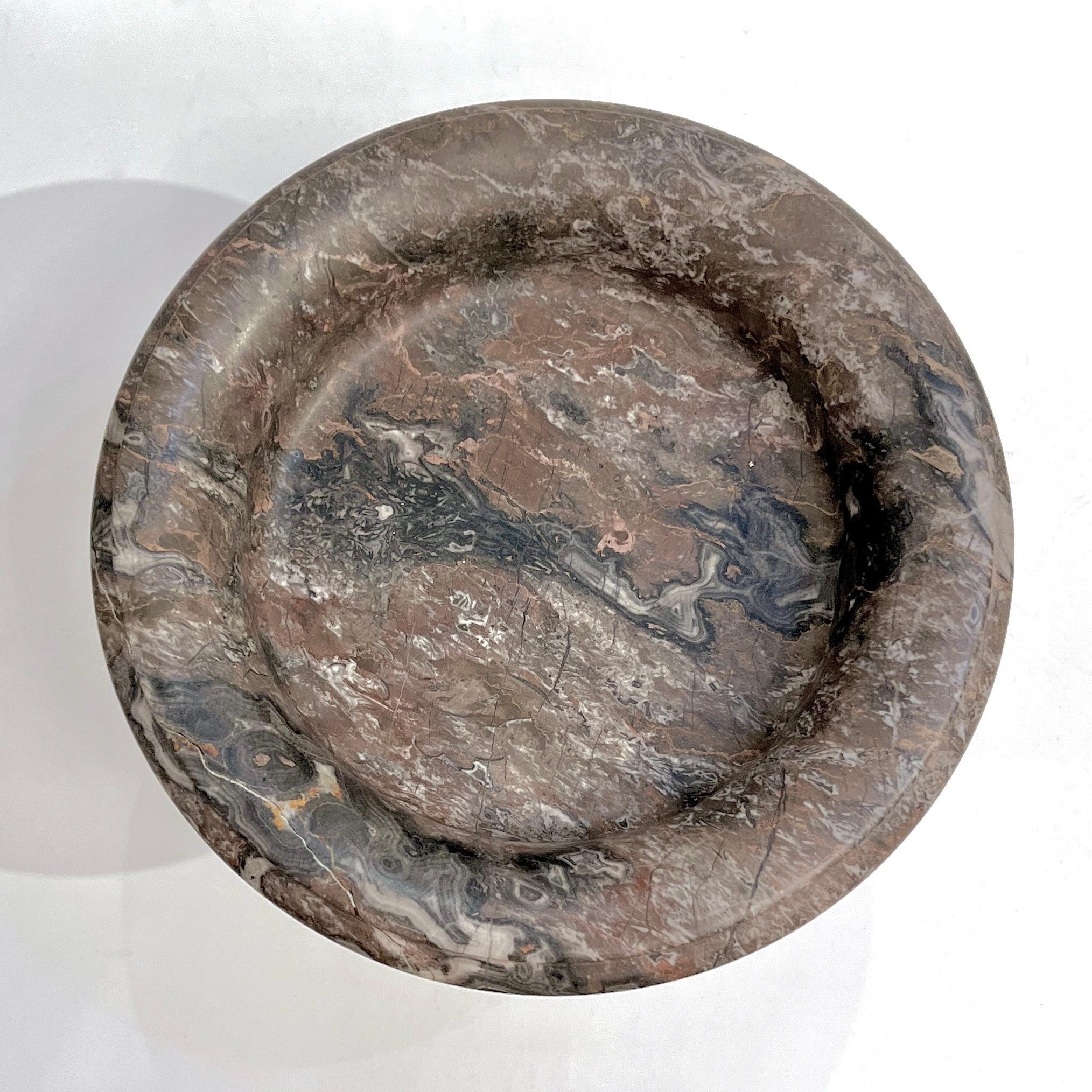 Neoclassical Revival 1930s Neoclassical Italian Carved Red Levanto Marble Tazza Bowl with White Veins