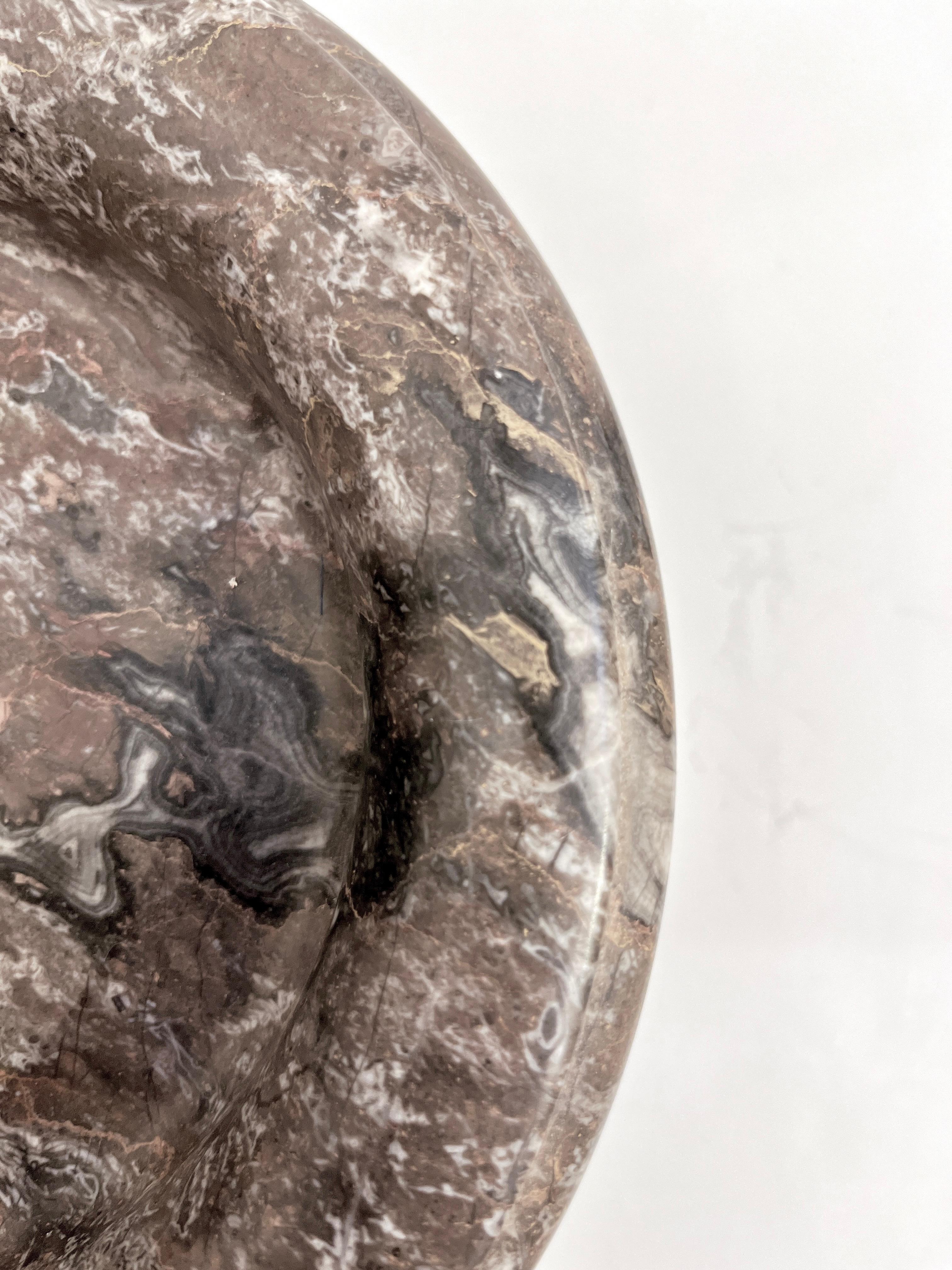Mid-20th Century 1930s Neoclassical Italian Carved Red Levanto Marble Tazza Bowl with White Veins