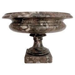 1930s Neoclassical Italian Carved Red Levanto Marble Tazza Bowl with White Veins