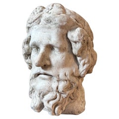 1930s Neoclassical Style Plaster Art Study of Serapis Head