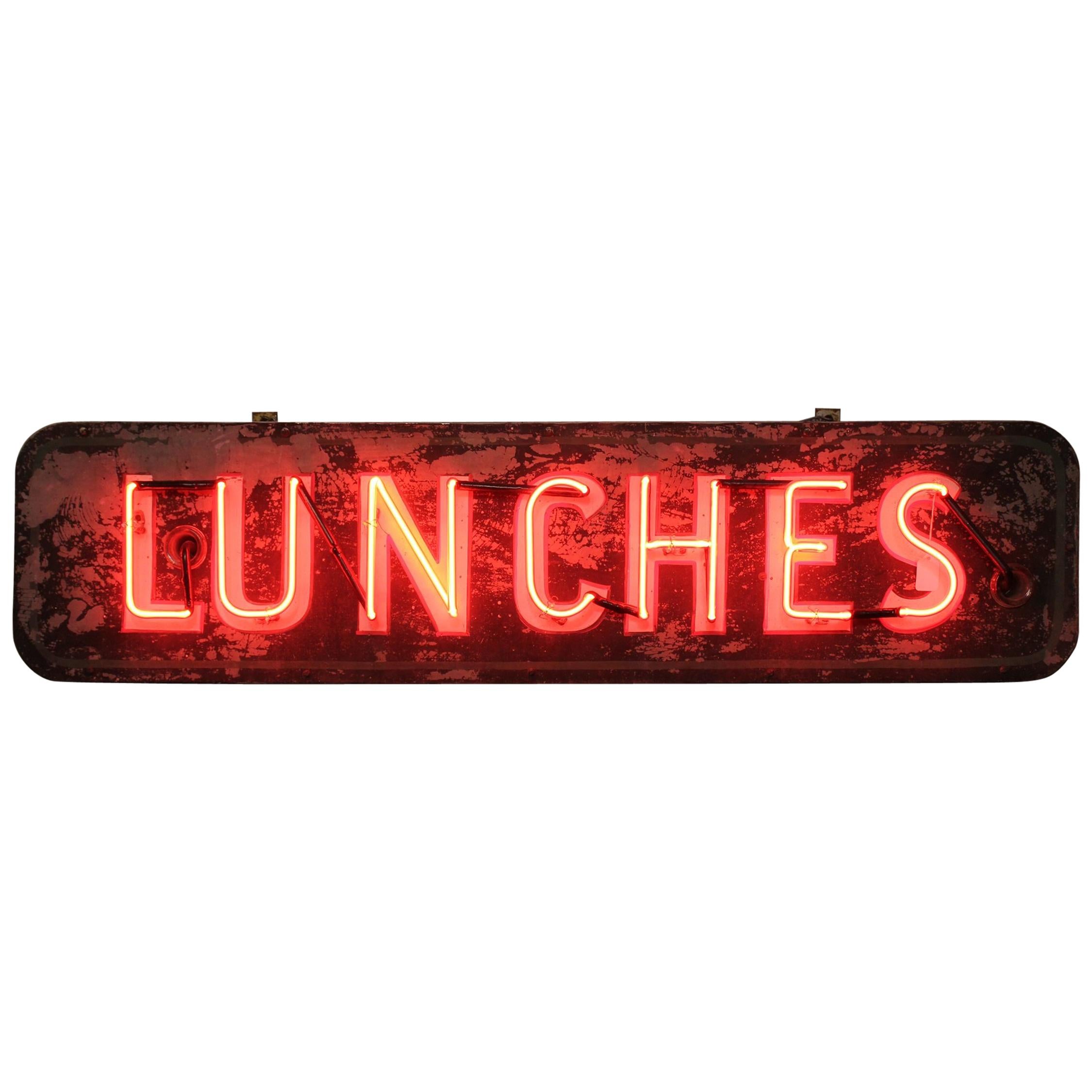 1930s Neon Sign Lunches For Sale