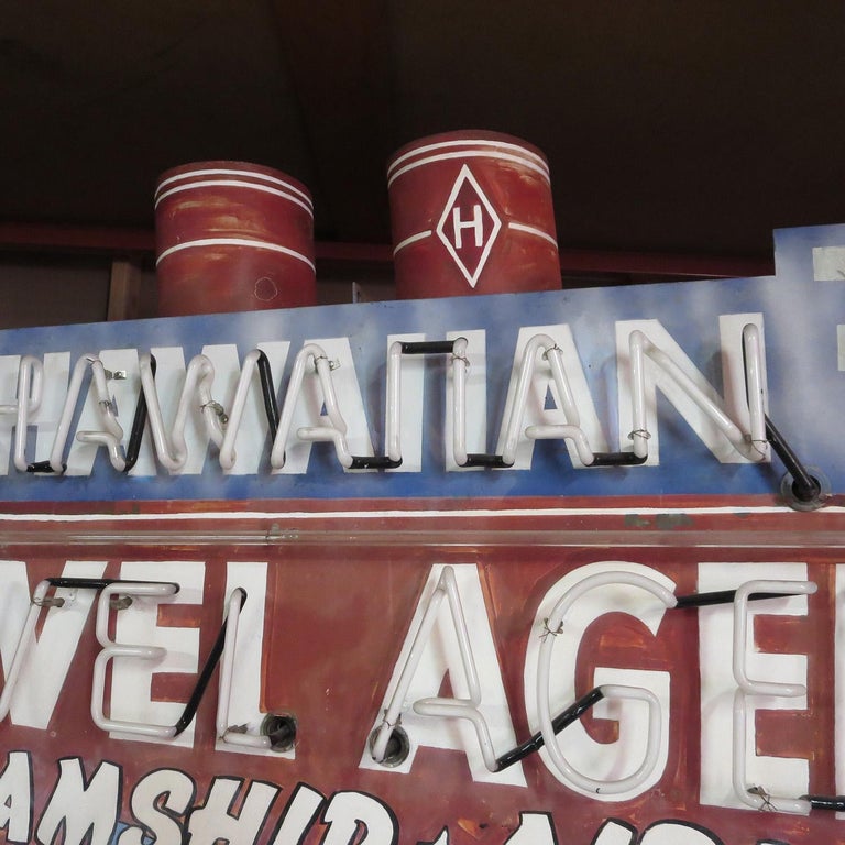 1930s Neon Sign Ocean Liner Travel Agency at 1stDibs