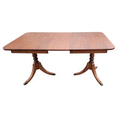 1930s Newly Refinished Double Pedestal Mahogany Extension Dining Table