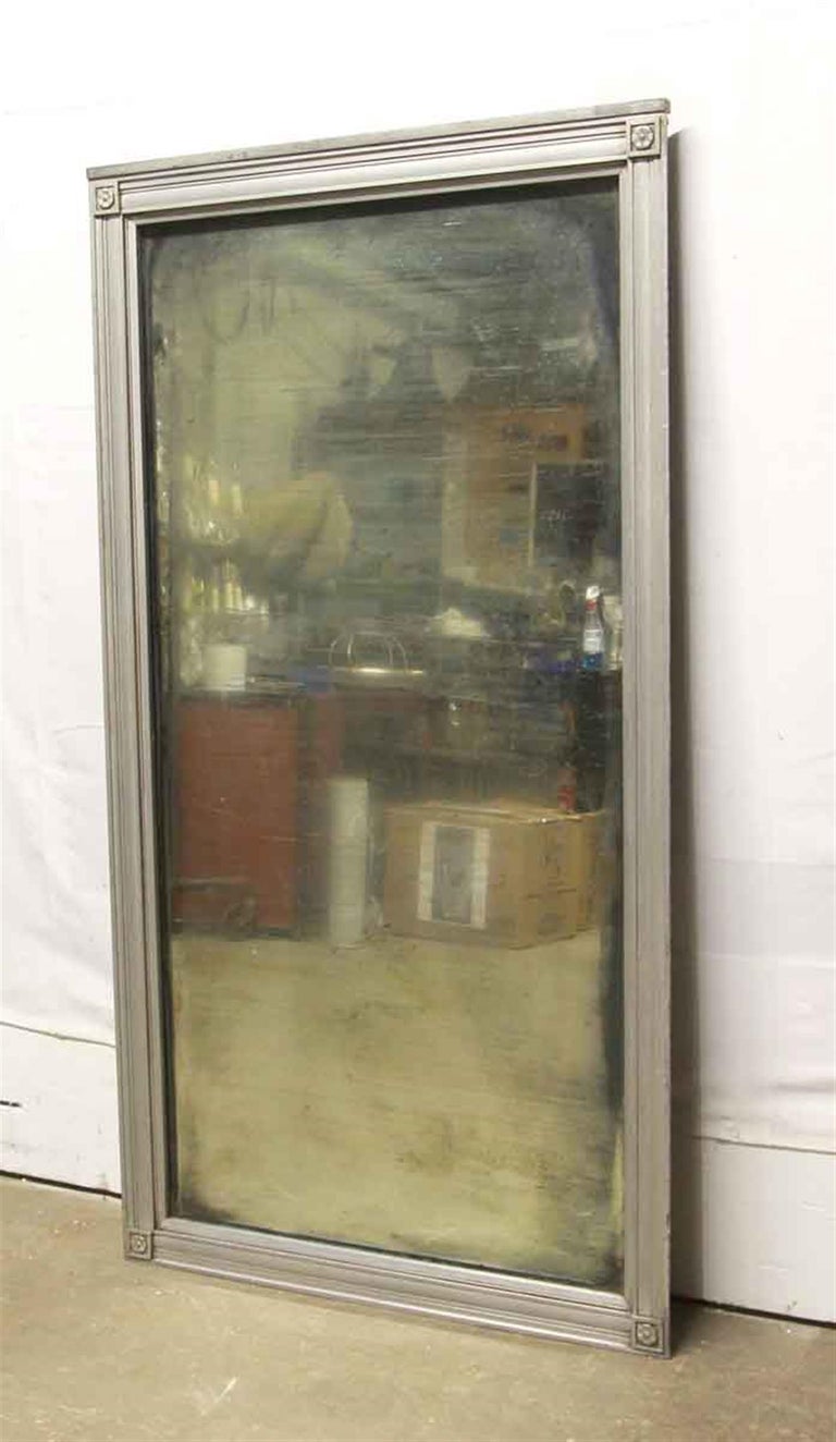 1930s Nickel Framed Distressed Mirror with Floret Details on Corners at