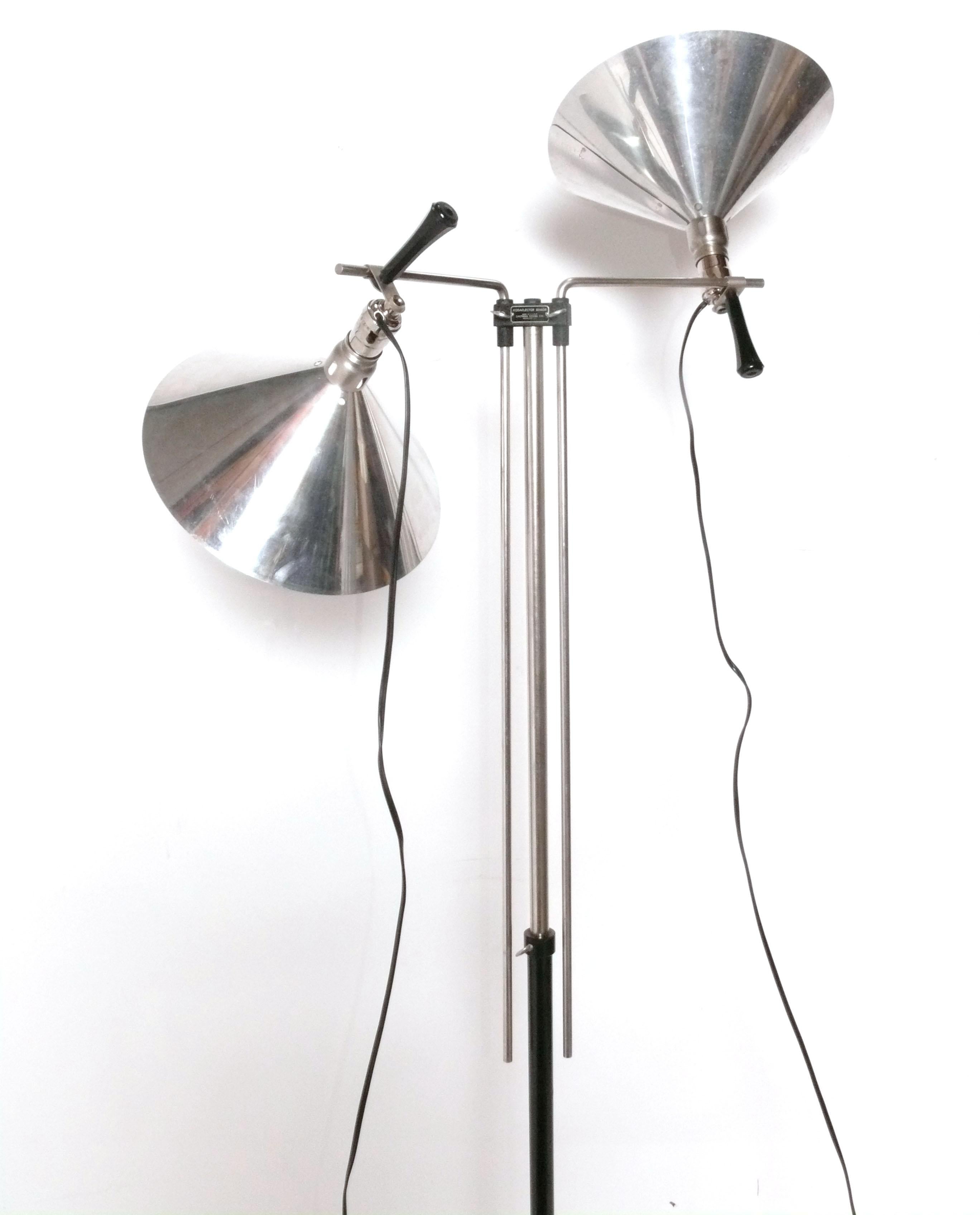 American 1930s Nickel Kodak Articulated Floor Lamp Art Deco Machine Age Style For Sale