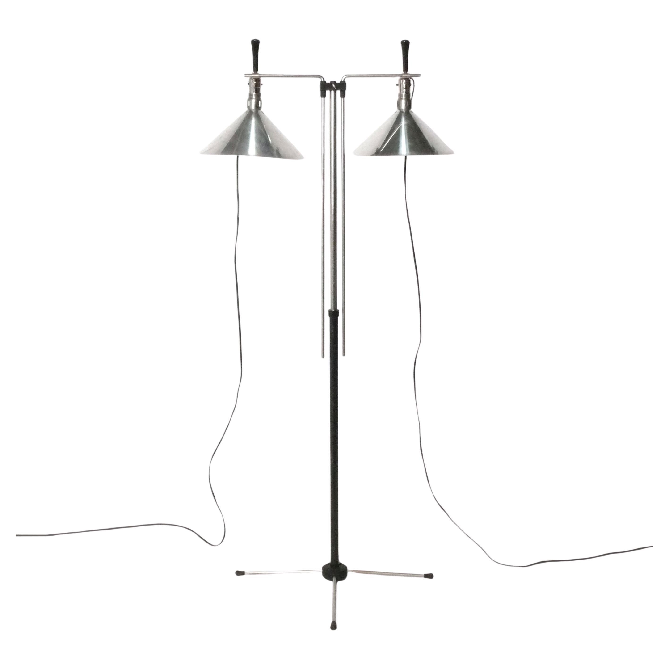 1930s Nickel Kodak Articulated Floor Lamp Art Deco Machine Age Style For Sale