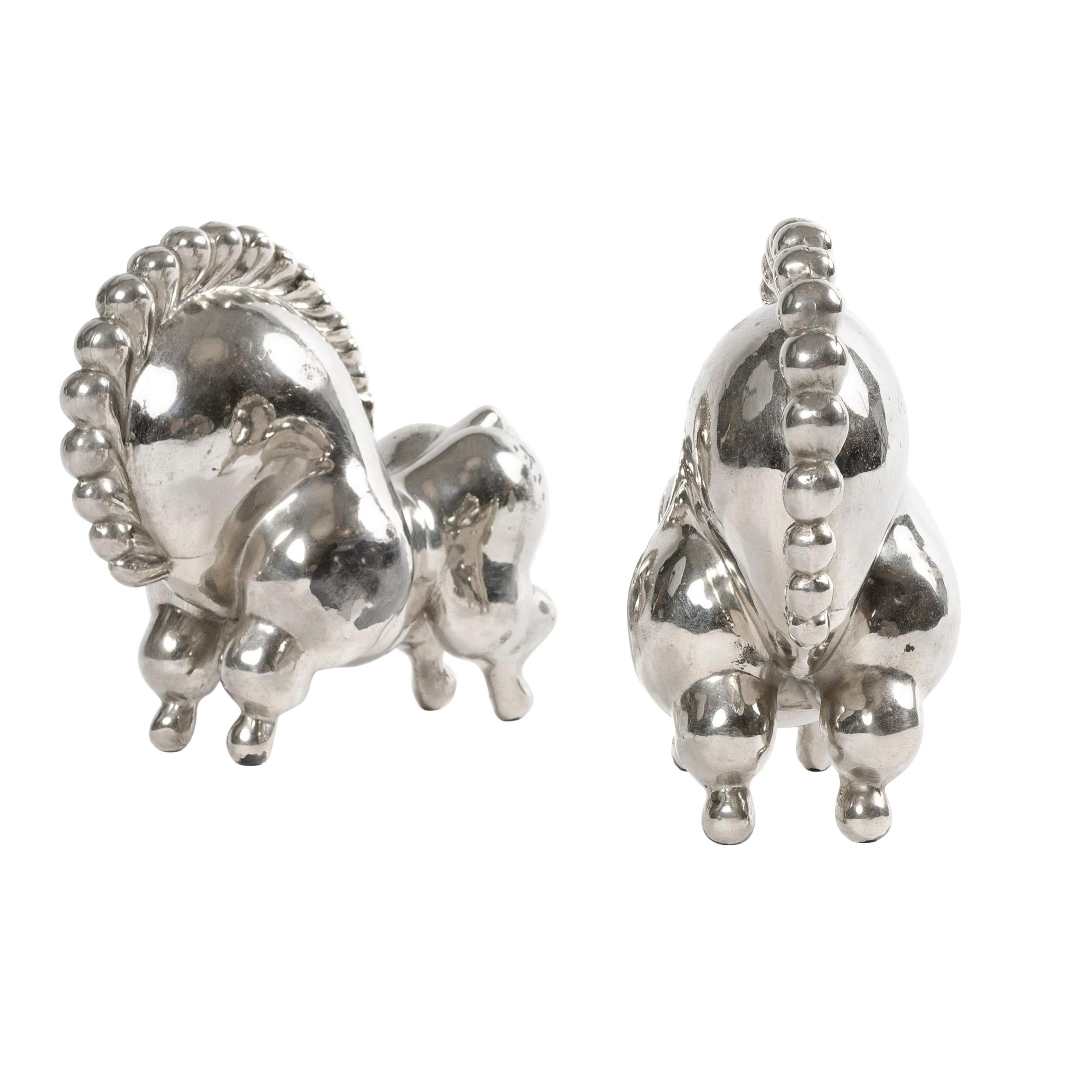 1930s Nickel-Plated 'Libbiloo' Circus Horse Bookends by Russel Wright