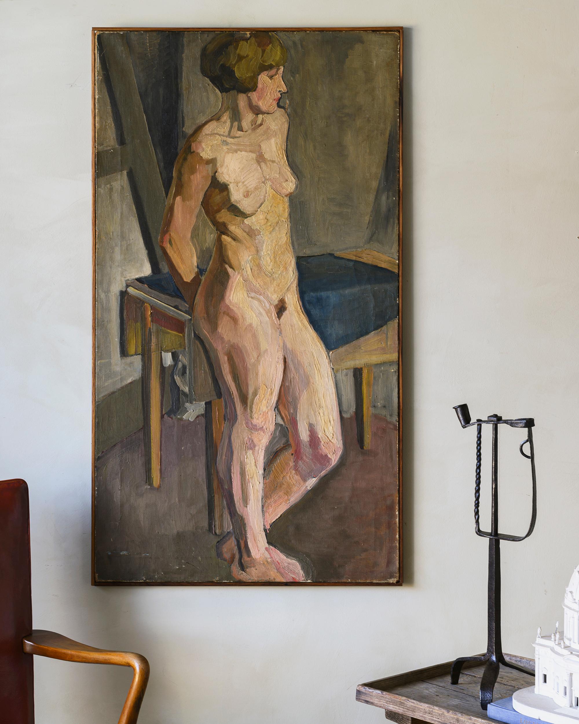 Art déco Huile sur toile nue des années 1930, étude d'une femme, non signée en vente