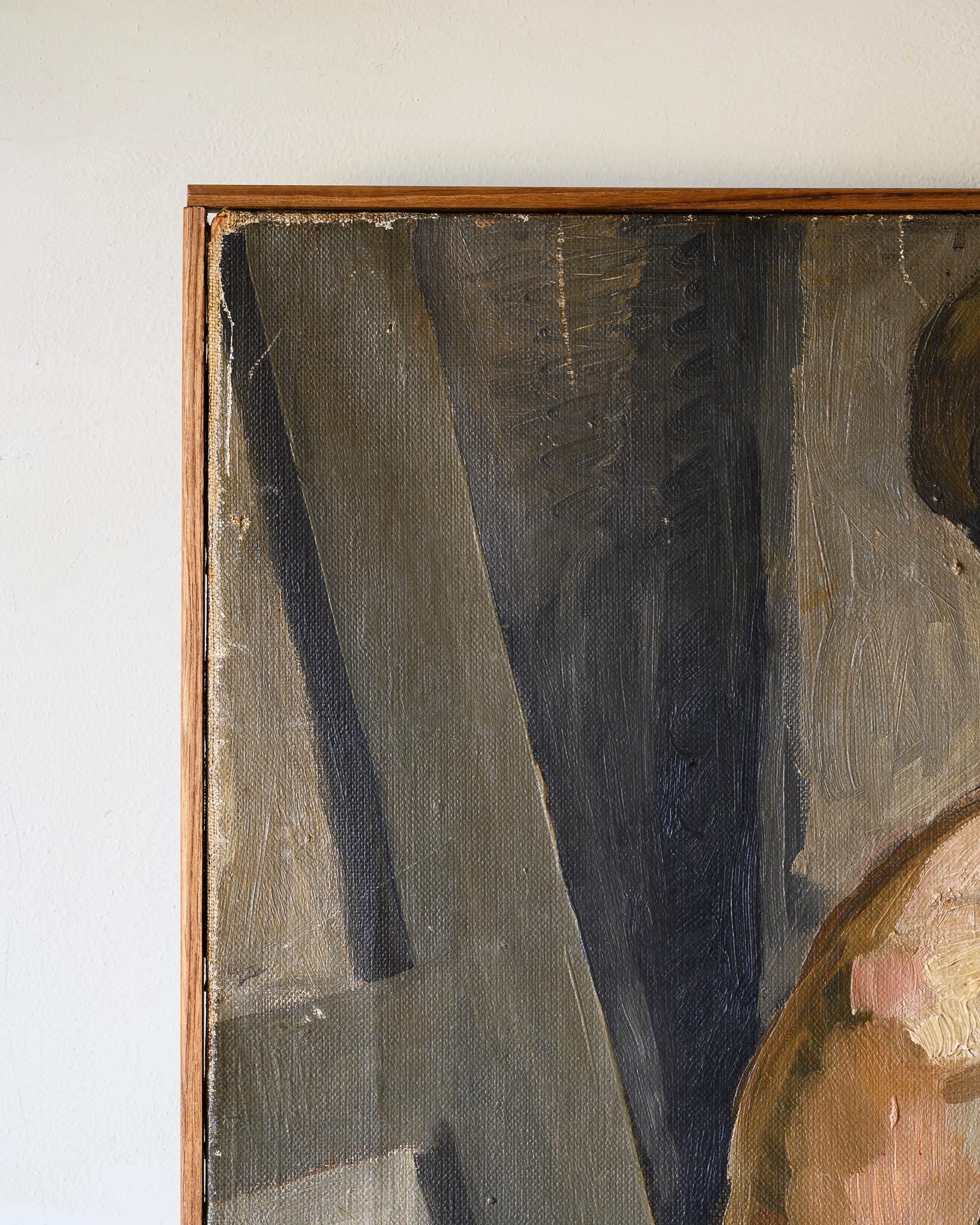 Peint à la main Huile sur toile nue des années 1930, étude d'une femme, non signée en vente