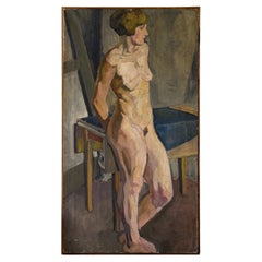 1930's Nude Study of a Woman, Oil on Canvas, Unsigned