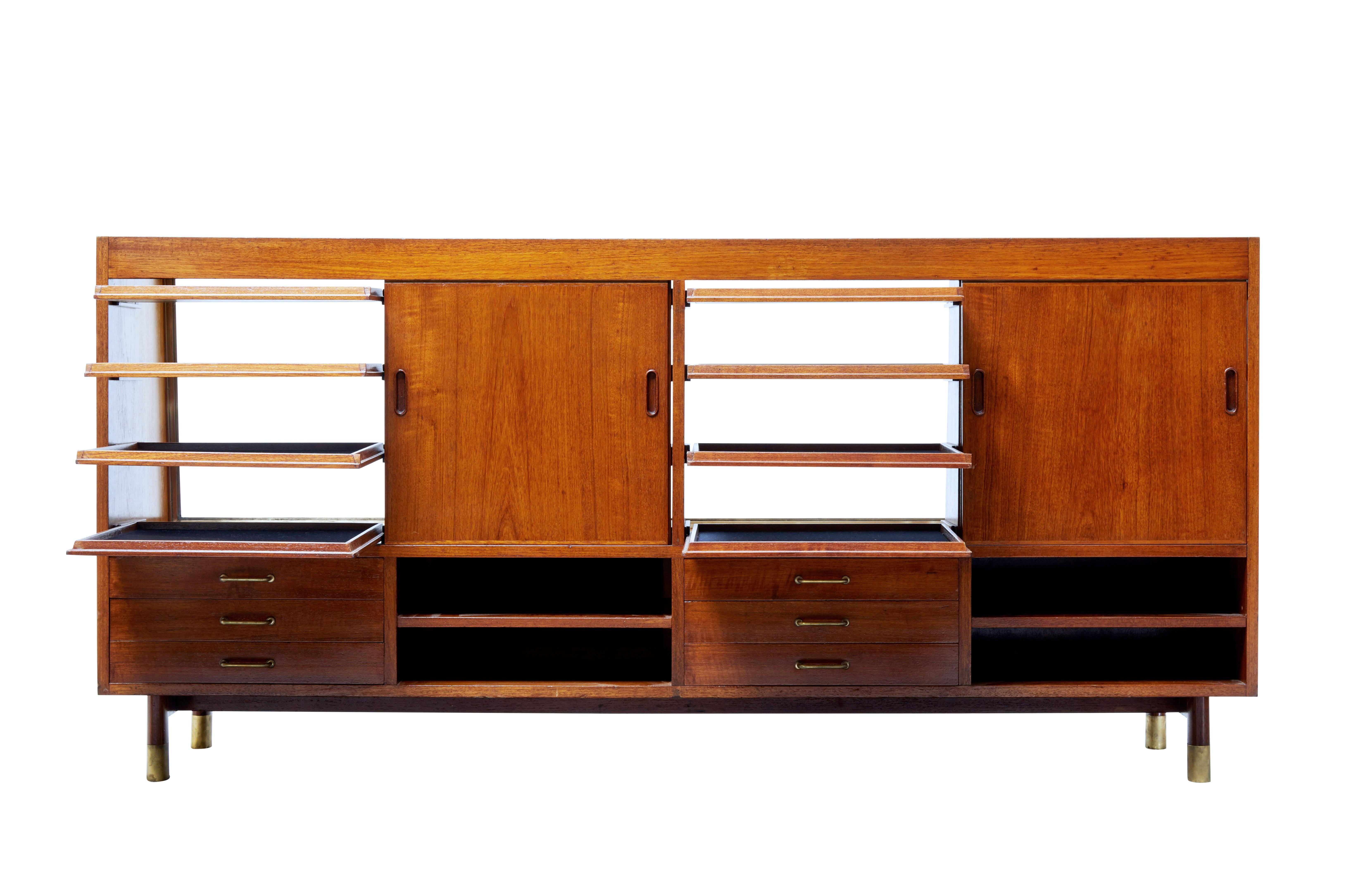 1930's Oak and Teak Glazed Haberdashery Display Cabinet In Good Condition In Debenham, Suffolk