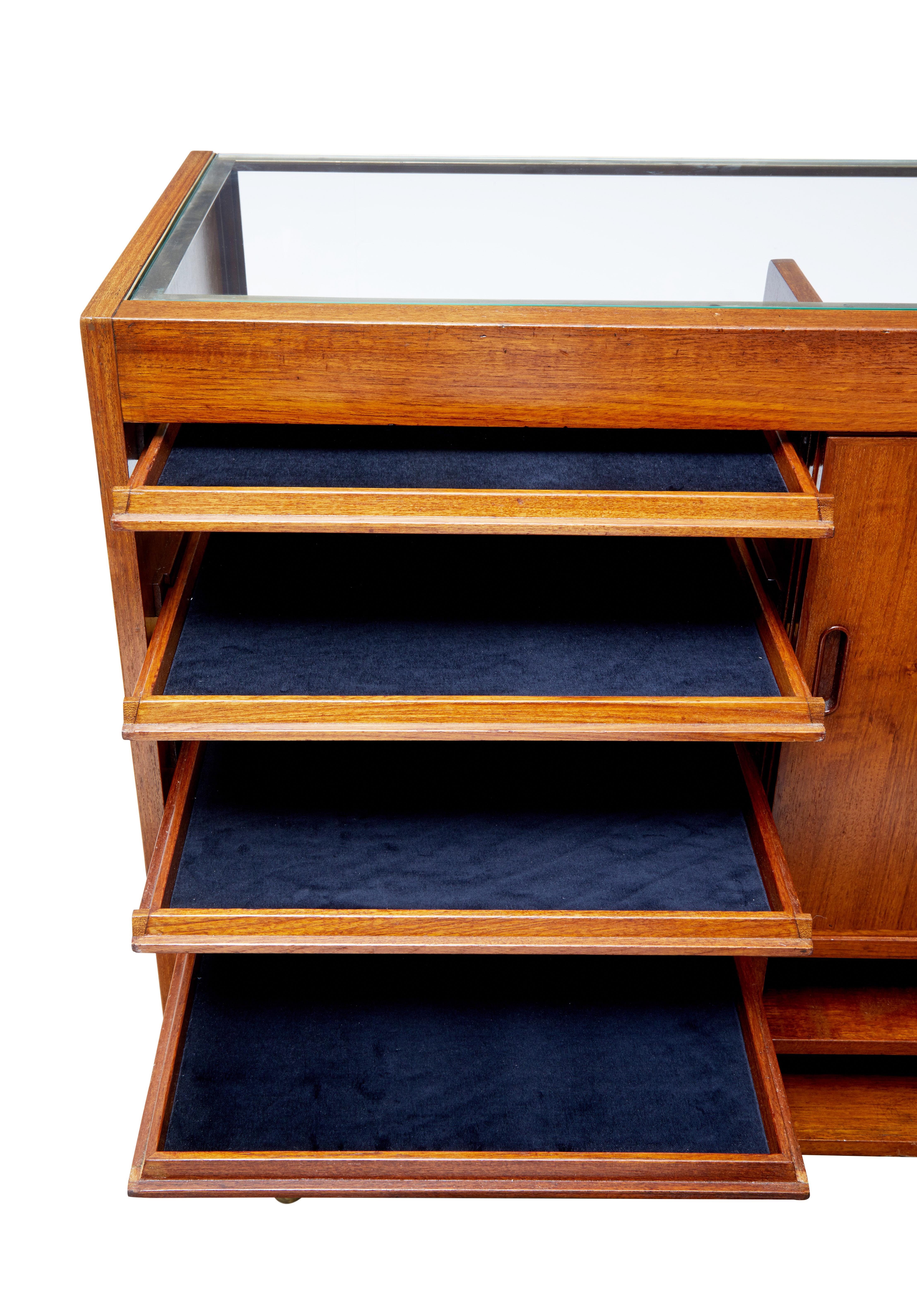 20th Century 1930's Oak and Teak Glazed Haberdashery Display Cabinet