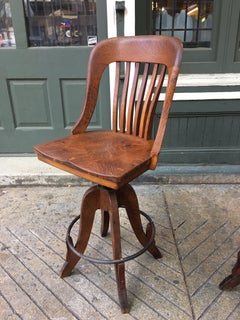 1930s Oak Drafting / Bar Stools, Set of 3