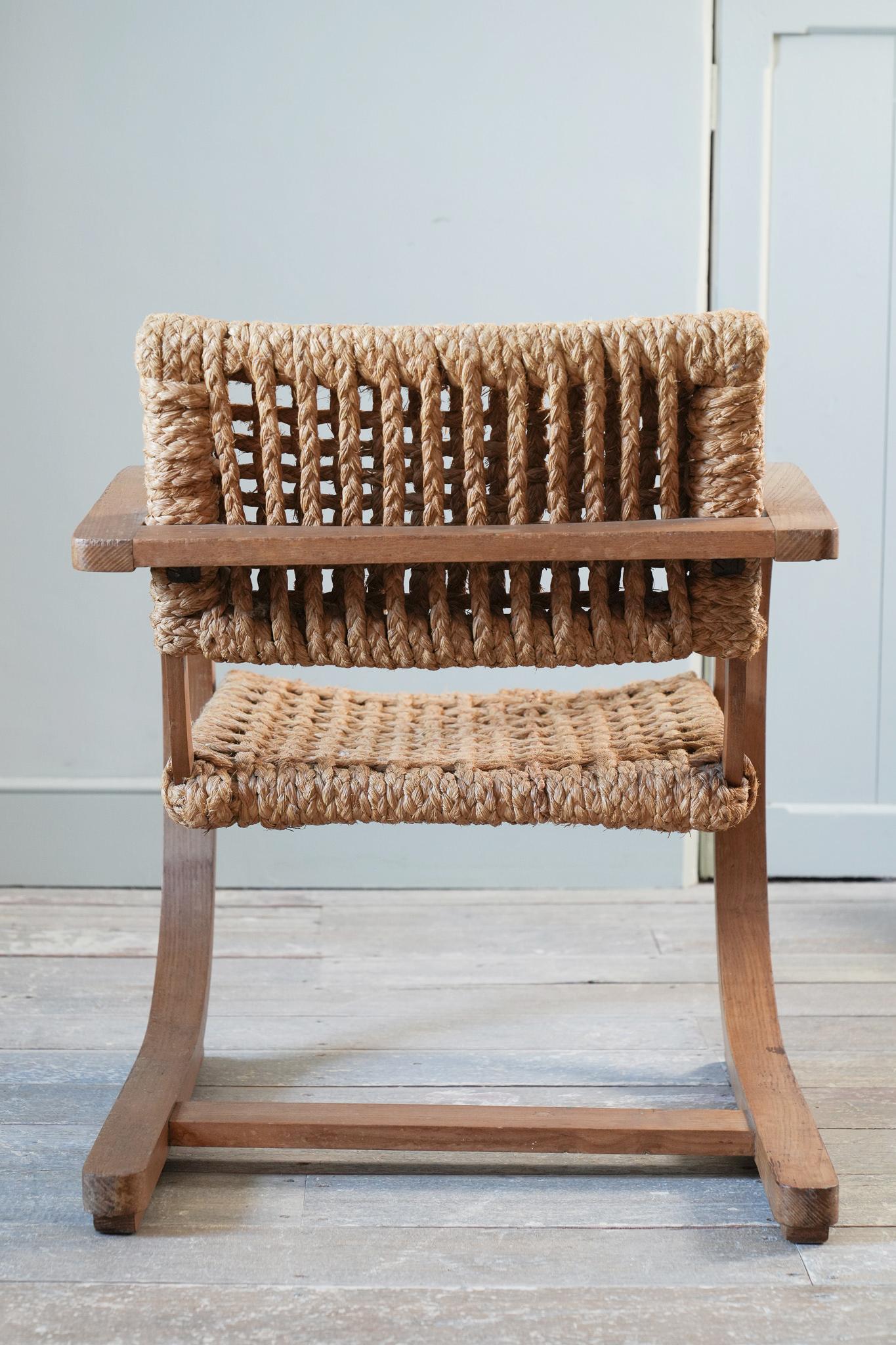1930s Oak & Rope Bentwood Lounge Chair by Bas Van Pelt In Good Condition For Sale In Conwy, GB