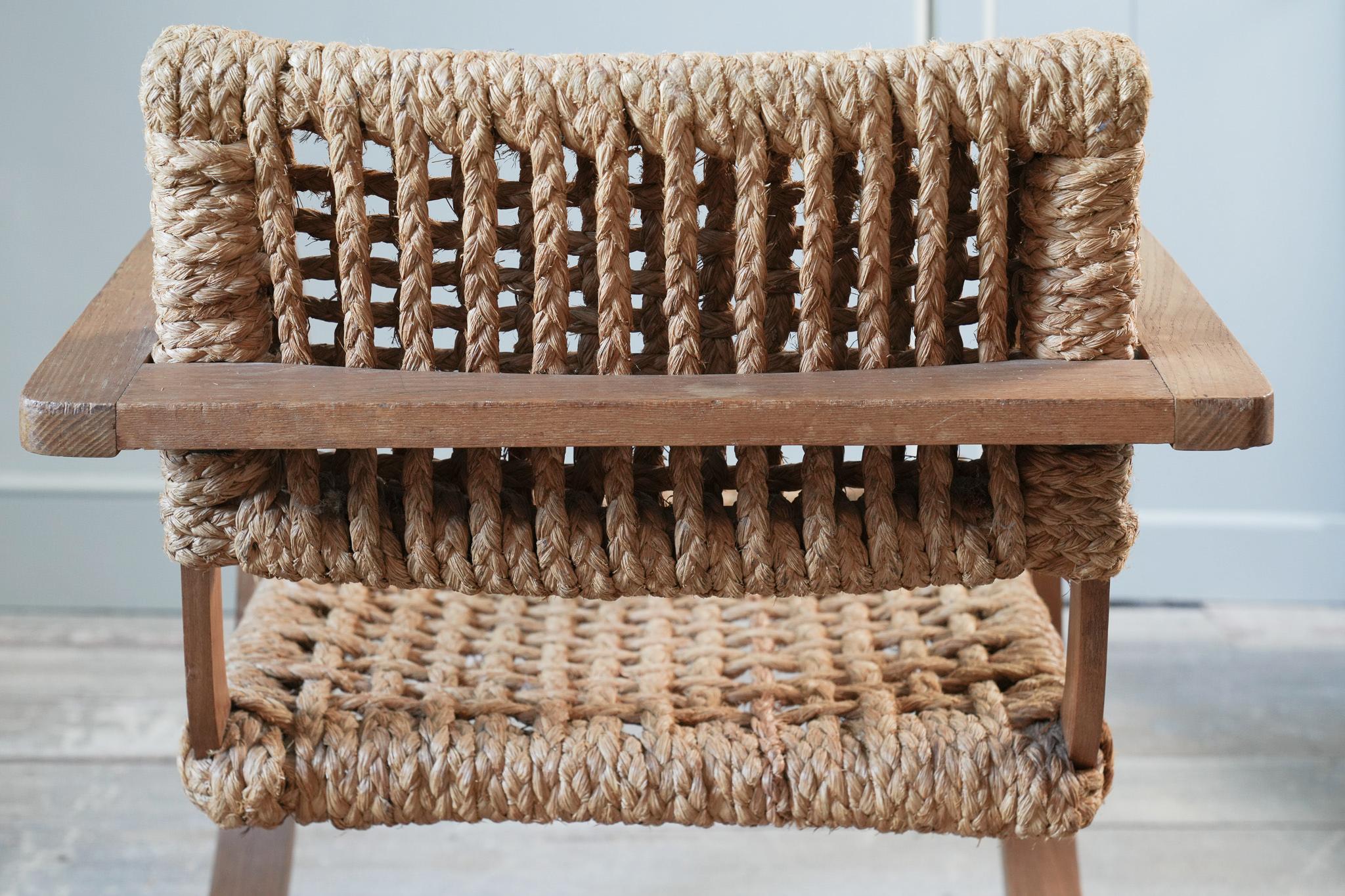 20th Century 1930s Oak & Rope Bentwood Lounge Chair by Bas Van Pelt For Sale