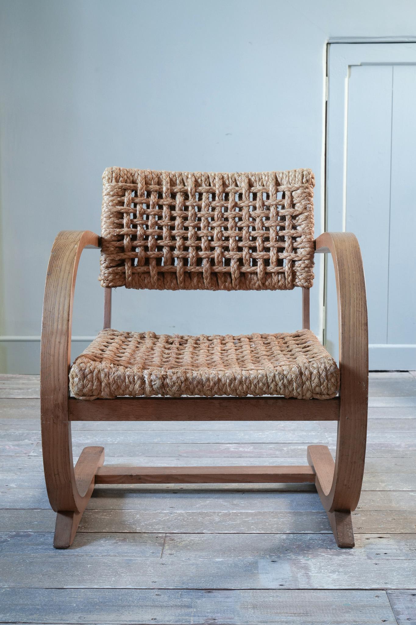 1930s Oak & Rope Bentwood Lounge Chair by Bas Van Pelt For Sale 3