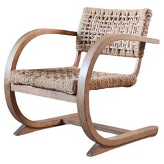 1930s Oak & Rope Bentwood Lounge Chair by Bas Van Pelt