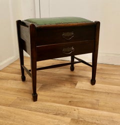 1930s Oak Sewing Box Table with Drawer