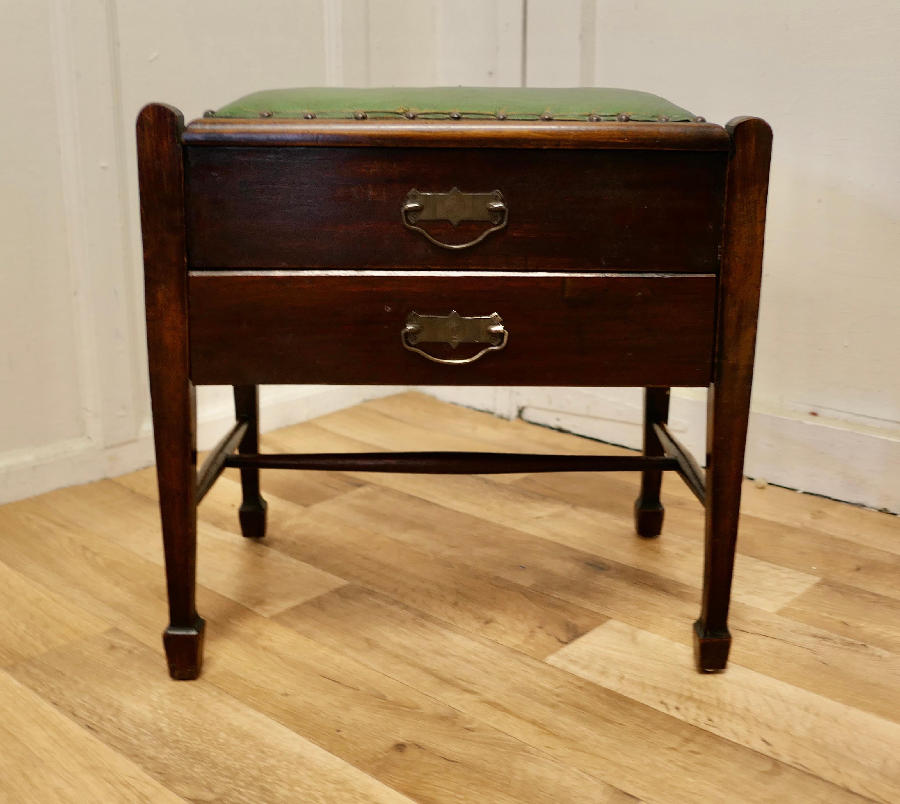Art Deco 1930s Oak Sewing Box Table with Drawer For Sale