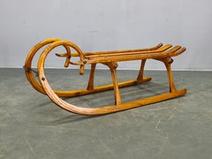 1930s Oak Wooden Sled, Czechoslovakia, Alpine Rustic Piece