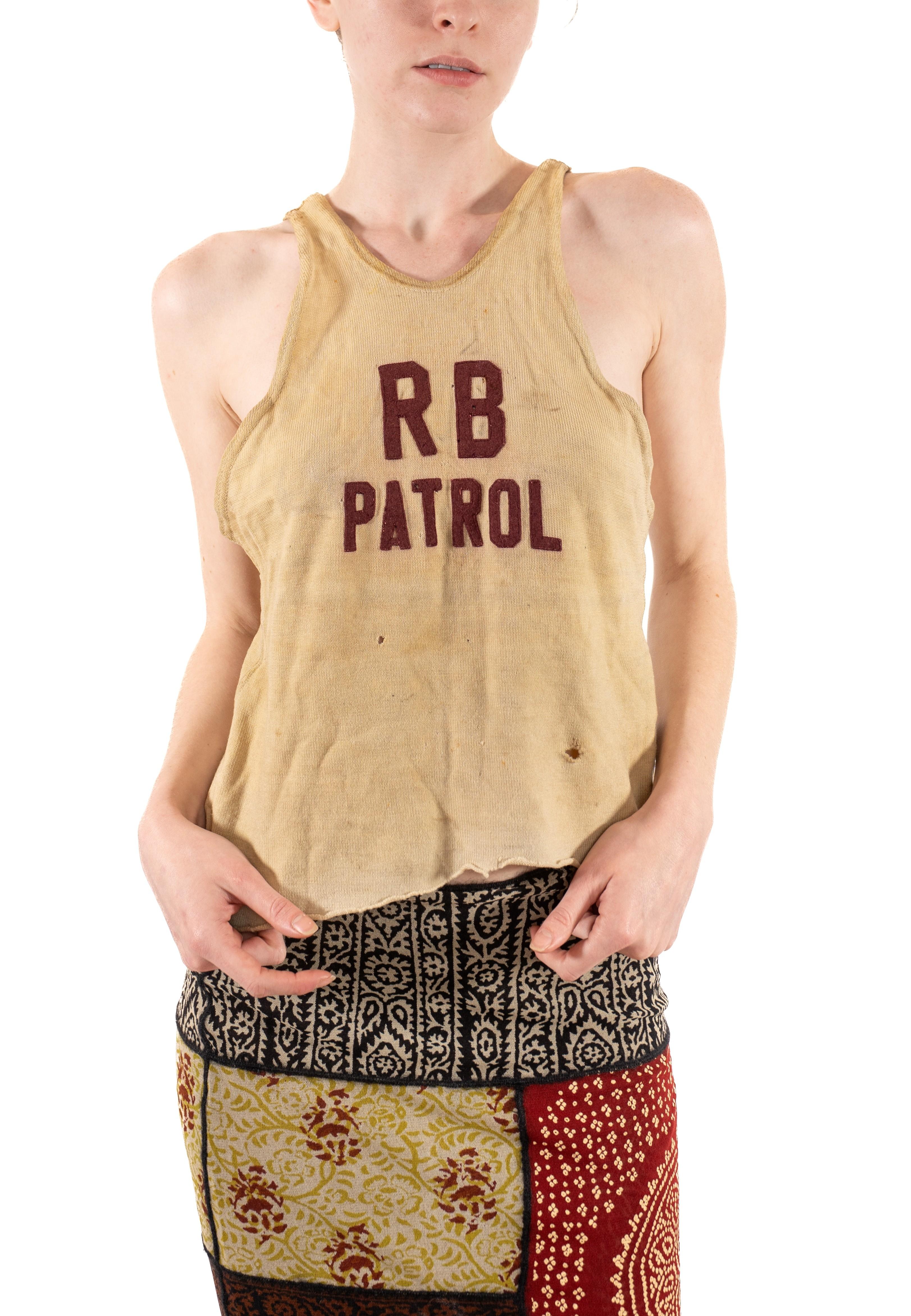 1930S Off White Distressed Wool Knit Sports Tank Top For Sale 3