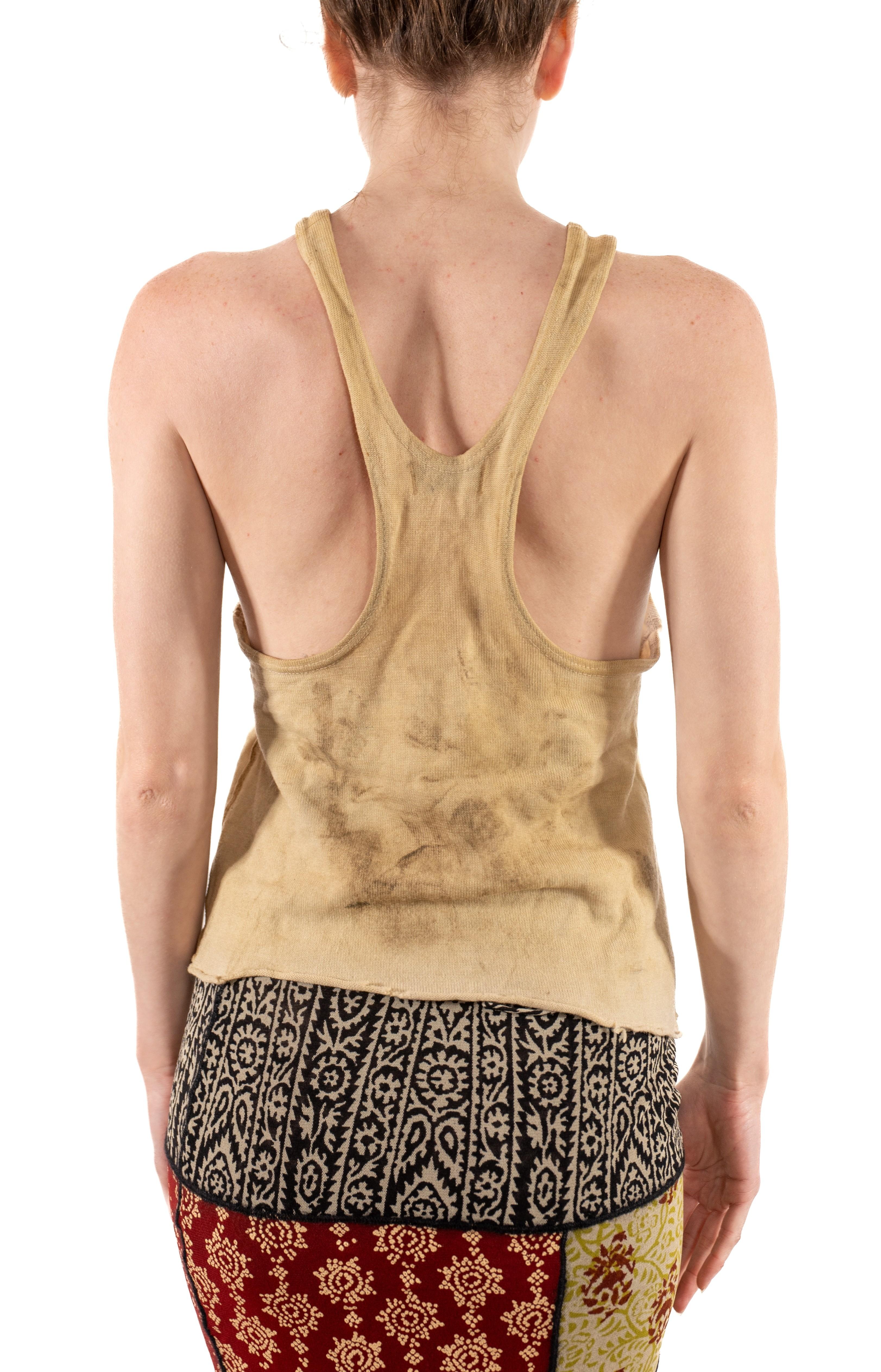 1930S Off White Distressed Wool Knit Sports Tank Top For Sale 5