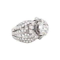 1930s Old Cut Diamond Platinum Dome Cocktail Ring