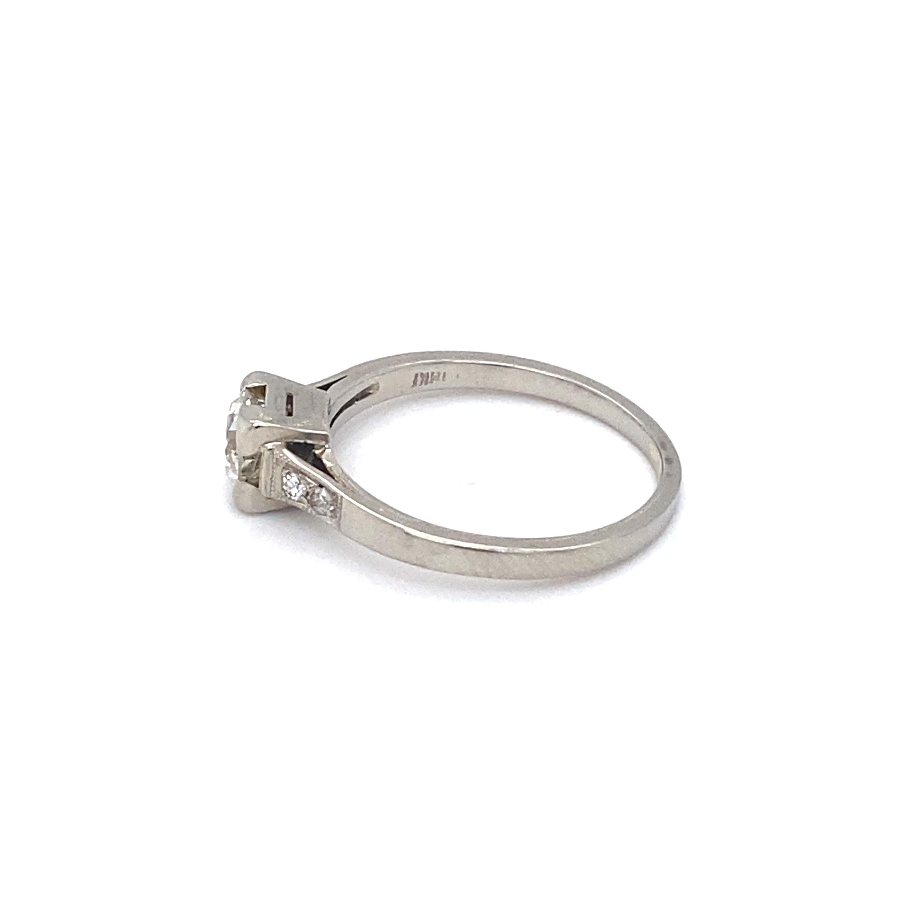 Old European Cut 1930s Old European 0.45 Carat Diamond Engagement Ring in 18 Karat Gold For Sale