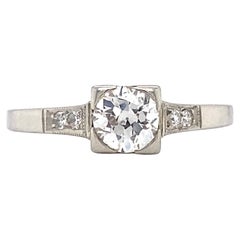 Anello di fidanzamento con diamante da 0,45 carati in oro 18 carati, stile anni '30, vecchia Europa