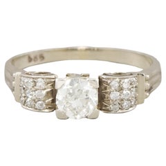 1930's Old European Cut Diamond Engagement Ring in White Gold