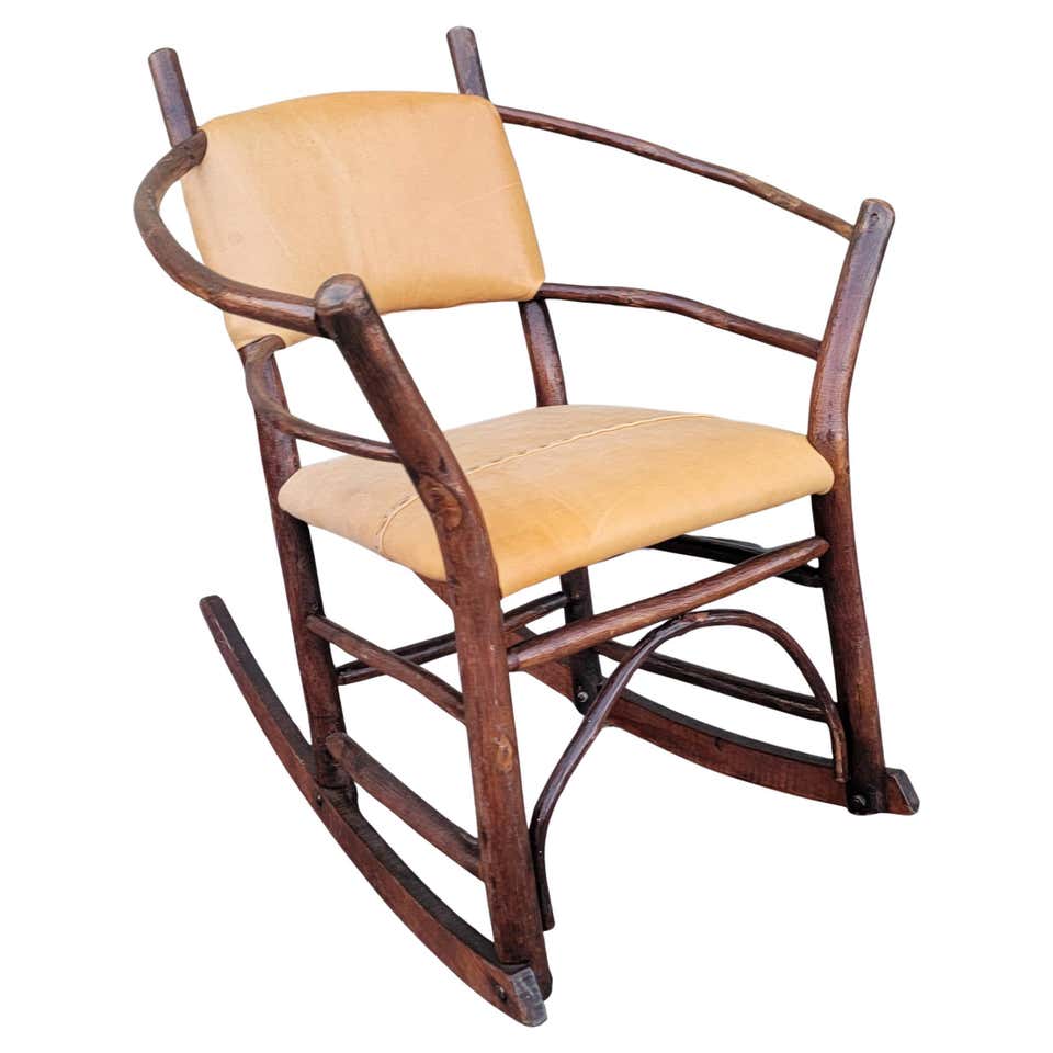 Vintage Adirondack Old Hickory Style Tree Branch Wood Frame Rattan ...