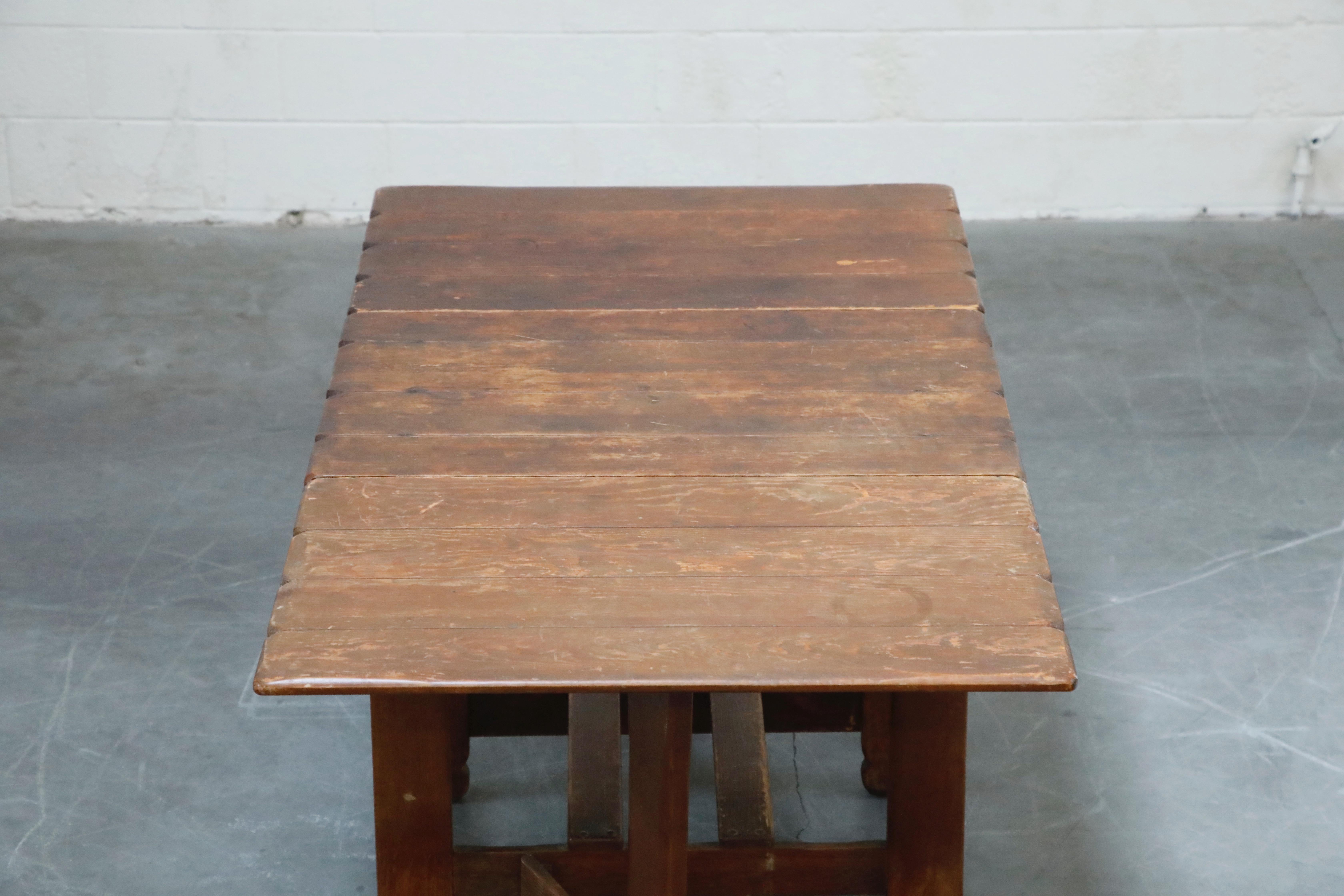 1930s Old Hickory Branded Drop-Leaf Farm Table or Kitchen Island, Signed 5